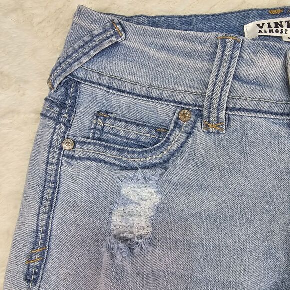 Vintage Almost Famous Distressed Skinny Jeans Light Wash Women's Size 0 - Picture 3 of 15